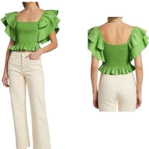 Ramy Brook Yolanda Stretch Cotton Smocked Top NWT Sz S